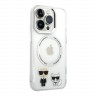Чехол Lagerfeld Karl&Choupette Hard для iPhone 14 Pro, прозрачный (MagSafe)