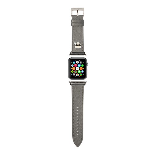 Ремешок Karl Lagerfeld из кожи Saffiano Karl head для Apple Watch 49-46-45-44 mm, серебристый