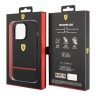 Кожаный чехол Ferrari Leather Perforated with red line Hard для iPhone 14 Pro, черный