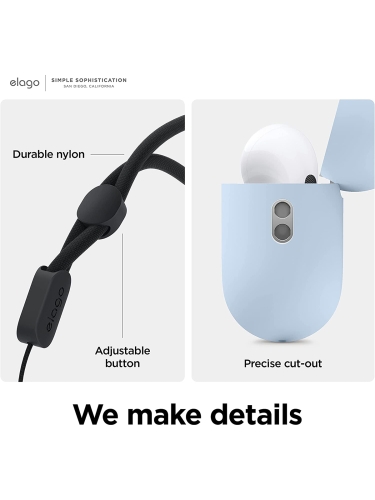 Чехол Elago Liquid case with Round strap для AirPods Pro 2, голубой