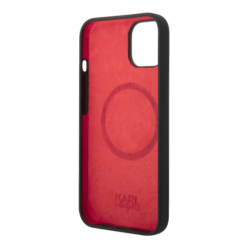 Чехол Lagerfeld Liquid silicone Plaque logo Hard для iPhone 14 Plus, черный (MagSafe)