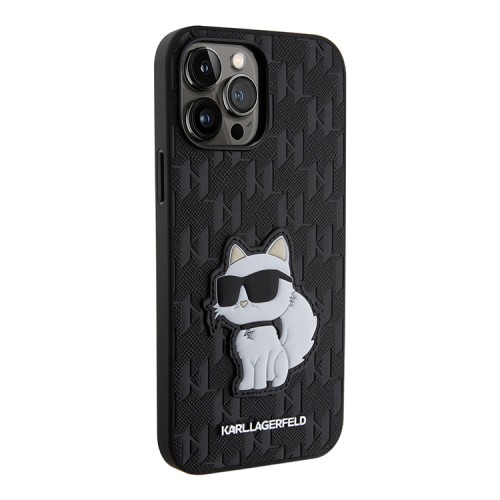 Чехол Lagerfeld PU Saffiano Monogram NFT Choupette Hard для iPhone 13 Pro Max, черный