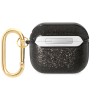 Чехол Guess Glitter flakes Metal logo с карабином для Airpods 3 (2021), черный