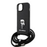 Lagerfeld для iPhone 15 чехол Crossbody PU Saffiano NFT Karl Ikonik Metal Hard Black