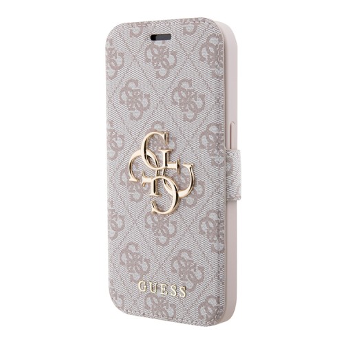 Guess для iPhone 15 Pro Max чехол PU 4G Big metal logo Booktype Pink