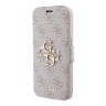 Guess для iPhone 15 Pro Max чехол PU 4G Big metal logo Booktype Pink