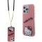 Hello Kitty для iPhone 15 Pro чехол Crossbody PC/TPU Dreaming Kitty + PU Strass strap Hard Pink