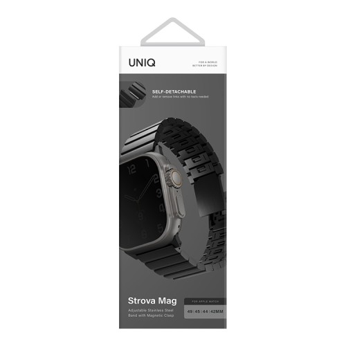 Uniq для Apple Watch 49-46-45-44 mm ремешок Strova MAG Strap Link Steel Black