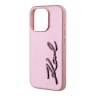 Karl Lagerfeld для iPhone 15 Pro чехол PU Wrinkled Signature Metal logo & Camera frame Hard Pink