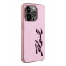 Karl Lagerfeld для iPhone 15 Pro чехол PU Wrinkled Signature Metal logo & Camera frame Hard Pink