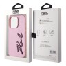 Karl Lagerfeld для iPhone 15 Pro чехол PU Wrinkled Signature Metal logo & Camera frame Hard Pink