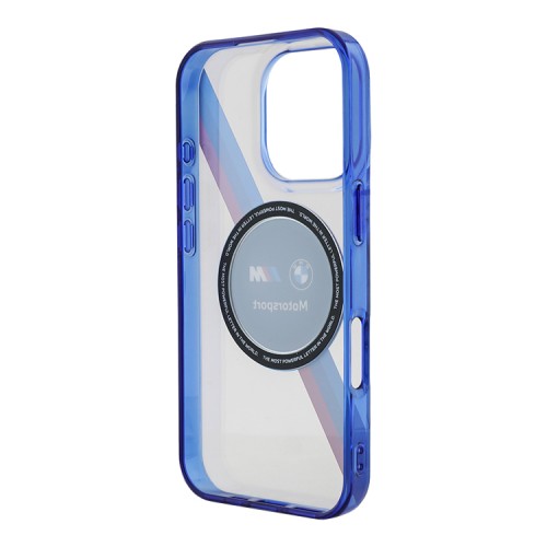 BMW для iPhone 16 Pro чехол Motorsport PC/TPU Circle&Tricolor, прозрачный (MagSafe)