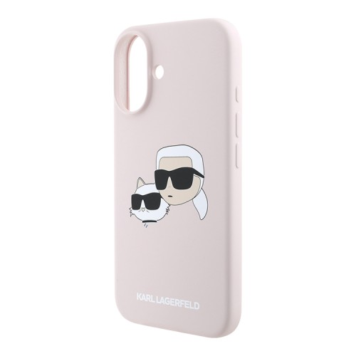 Karl Lagerfeld для iPhone 16 чехол Liquid Silicone NFT Karl&Choupette Pink (MagSafe)