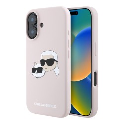 Karl Lagerfeld для iPhone 16 чехол Liquid Silicone NFT Karl&Choupette Pink (MagSafe)
