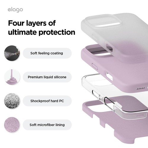 Elago для iPhone 16 Pro чехол Soft silicone (Liquid) Soft Purple