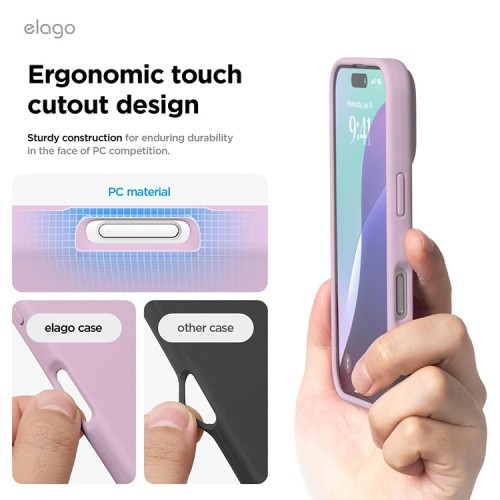 Elago для iPhone 16 Pro чехол Soft silicone (Liquid) Soft Purple