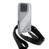 BMW для iPhone 16 Pro чехол Crossbody PU Carbon stripe Metal logo + Strap Hard Grey
