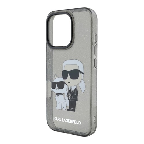 Karl Lagerfeld для iPhone 16 Pro чехол PC/TPU NFT Karl & Choupette Hard Glitter Black