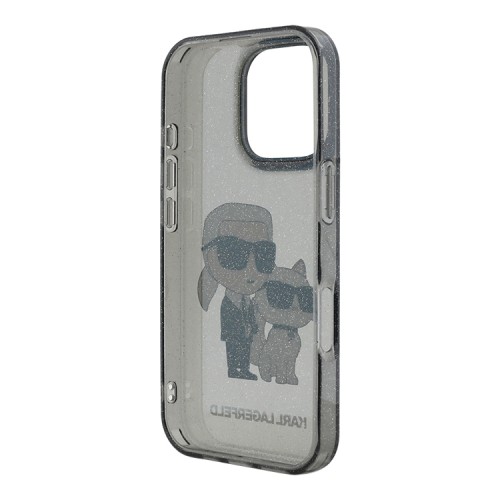 Karl Lagerfeld для iPhone 16 Pro чехол PC/TPU NFT Karl & Choupette Hard Glitter Black