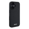 DKNY для iPhone 16 чехол PU Grained leather Metal logo Hard Black (MagSafe)
