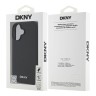 DKNY для iPhone 16 чехол PU Grained leather Metal logo Hard Black (MagSafe)
