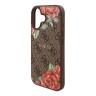 Guess для iPhone 16 чехол PU Flowers Roses Hard Brown (MagSafe)