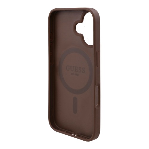 Guess для iPhone 16 чехол PU Flowers Roses Hard Brown (MagSafe)