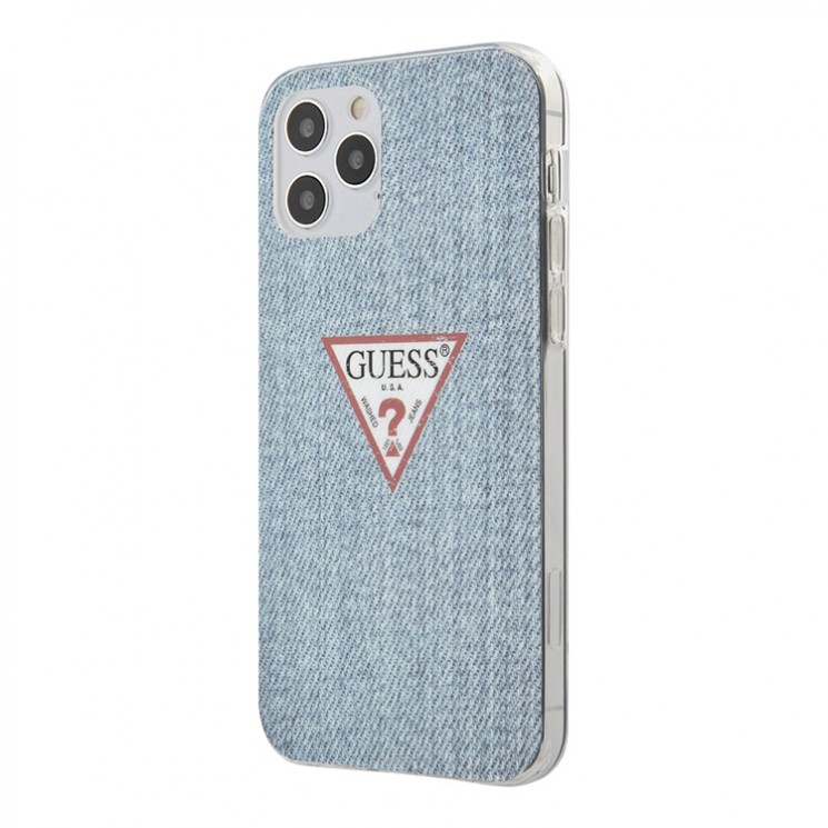 Чехол Guess Denim Triangle logo Hard для iPhone 12 | 12 Pro, голубой