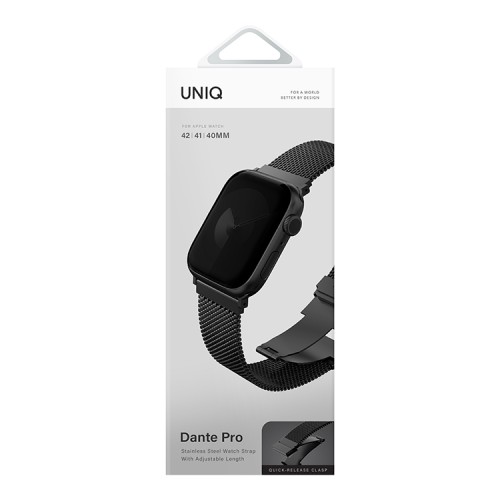 Uniq для Apple Watch 42/41/40 mm ремешок Dante PRO Strap Mesh Steel Graphite Black