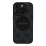 Guess для iPhone 16 Pro чехол PU 4G with Round Patch Metal logo Hard Black (MagSafe)
