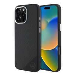 Mercedes для iPhone 16 Pro Max чехол Liquid silicone Wood Imitation Metal cam Hard Black (MagSafe)