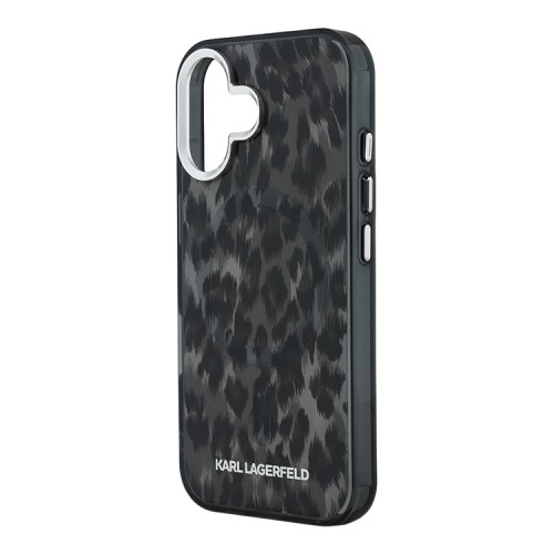 Karl Lagerfeld для iPhone 16 чехол PC/TPU Leopard Black (MagSafe)