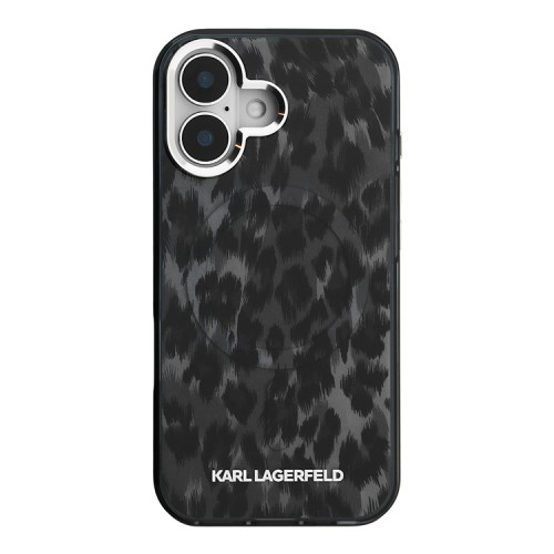 Karl Lagerfeld для iPhone 16 чехол PC/TPU Leopard Black (MagSafe)
