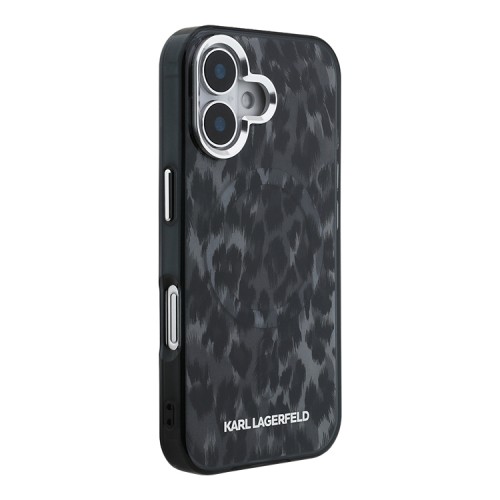 Karl Lagerfeld для iPhone 16 чехол PC/TPU Leopard Black (MagSafe)
