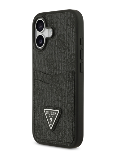 Guess для iPhone 17 чехол PU 4G Double cardslot Triangle metal logo Hard Black