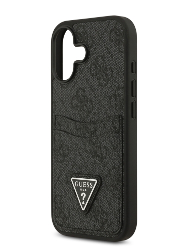 Guess для iPhone 17 чехол PU 4G Double cardslot Triangle metal logo Hard Black