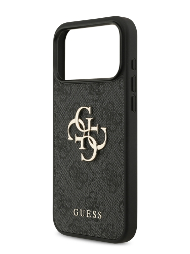 Guess для iPhone 17 Pro Max чехол PU 4G Big metal logo Hard Black