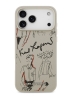 Karl Lagerfeld для iPhone 17 Pro чехол PU Grained leather Sketch with Metal logo Hard Grey (MagSafe)