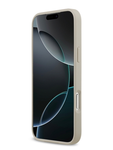 Karl Lagerfeld для iPhone 17 Pro чехол PU Grained leather Sketch with Metal logo Hard Grey (MagSafe)