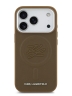 Karl Lagerfeld для iPhone 17 Pro Max чехол PU Debossed Initials Metal logo & Camera Hard Brown (MagSafe)