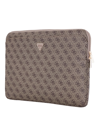Guess для ноутбуков 16" чехол Sleeve 4G with Zipper pocket Triangle metal logo Brown