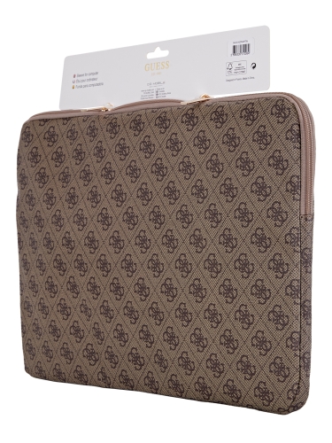 Guess для ноутбуков 16" чехол Sleeve 4G with Zipper pocket Triangle metal logo Brown