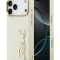 Karl Lagerfeld для iPhone 17 Pro чехол PU leather Autograph Metal logo & Gold camera Hard Beige