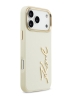 Karl Lagerfeld для iPhone 17 Pro чехол PU leather Autograph Metal logo & Gold camera Hard Beige