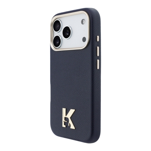 Karl Lagerfeld для iPhone 17 Pro чехол PU Full Wrapped K HEAD Metal logo & Cam Hard Blue (MagSafe)