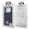 Karl Lagerfeld для iPhone 17 Pro чехол PU Full Wrapped K HEAD Metal logo & Cam Hard Blue (MagSafe)