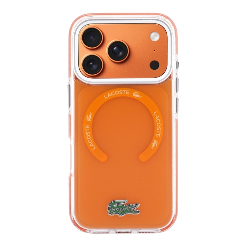 Lacoste для iPhone 17 Pro чехол ShockProof Lacquer Metal logo & Cam Hard Frosted Orange (MagSafe)