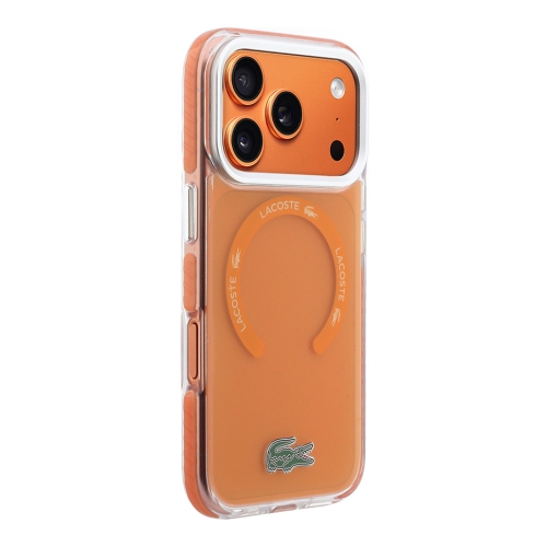 Lacoste для iPhone 17 Pro чехол ShockProof Lacquer Metal logo & Cam Hard Frosted Orange (MagSafe)