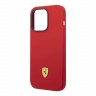 Чехол Ferrari Liquid Silicone with metal logo Hard для iPhone 14 Pro, красный