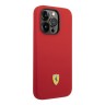 Чехол Ferrari Liquid Silicone with metal logo Hard для iPhone 14 Pro, красный